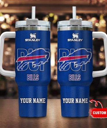 Custom Buffalo Bills Tumbler with Handle and Straw - Personalized Fan Gift