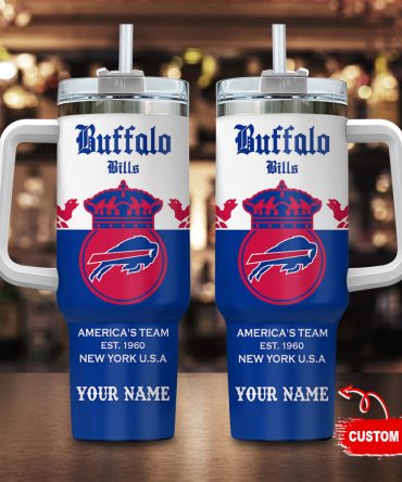 Custom Buffalo Bills Tumbler with Straw - Personalized NFL Fan Gift