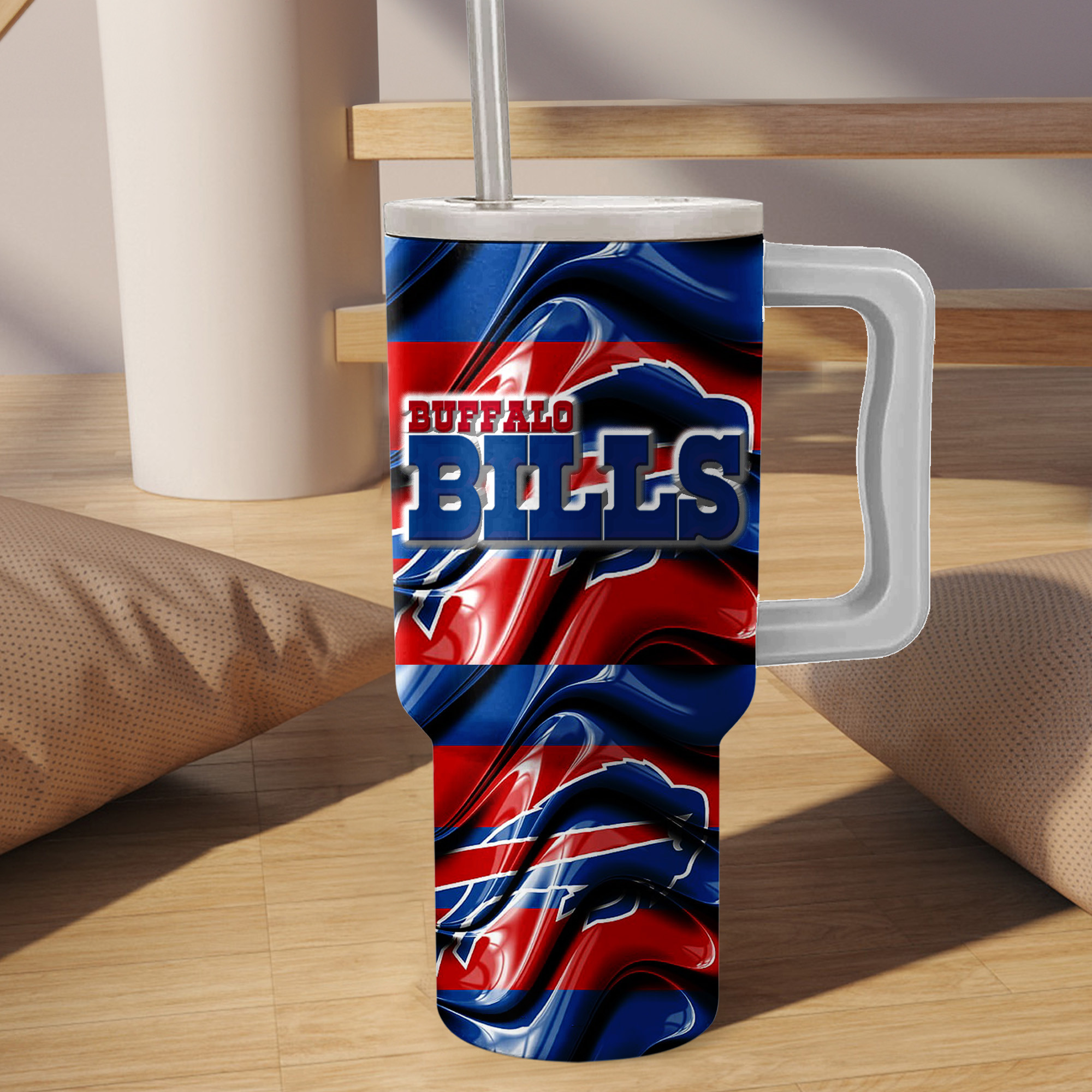 Go Bills Tumbler with Handle - Insulated & Stylish for Game Day - Image 2