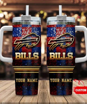 Personalized Buffalo Bills Tumbler with Handle - Custom Name