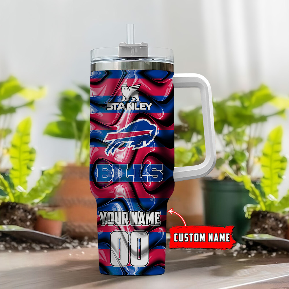 Custom Name Stanley Buffalo Football Tumbler - Personalized Insulated Drinkware - Image 2
