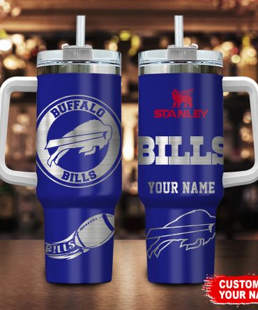 Customizable Buffalo Bills Stainless Steel Tumbler with Handle & Straw