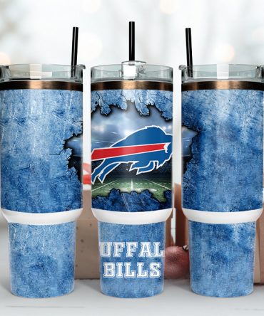 Buffalo Bills Double-Wall Insulated Tumbler with Handle & Straw - Perfect for Game Day!