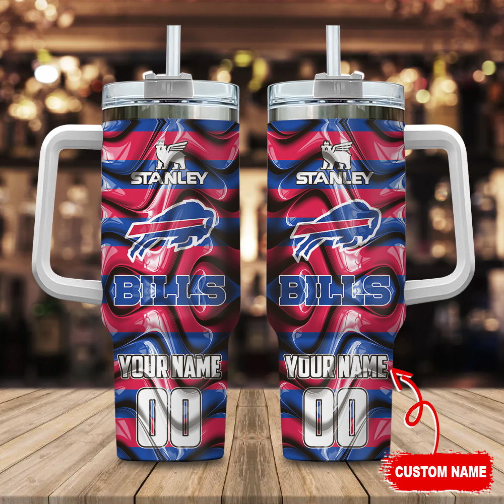 Custom Name Stanley Buffalo Football Tumbler - Personalized Insulated Drinkware