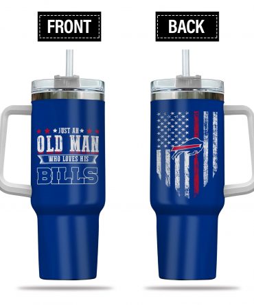 Patriotic Old Man Bills Fan Tumbler - 40oz Insulated Travel Mug with Handle