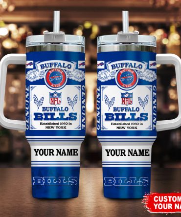 Personalized Buffalo Bills Tumbler with Handle - Custom NFL Fan Gift