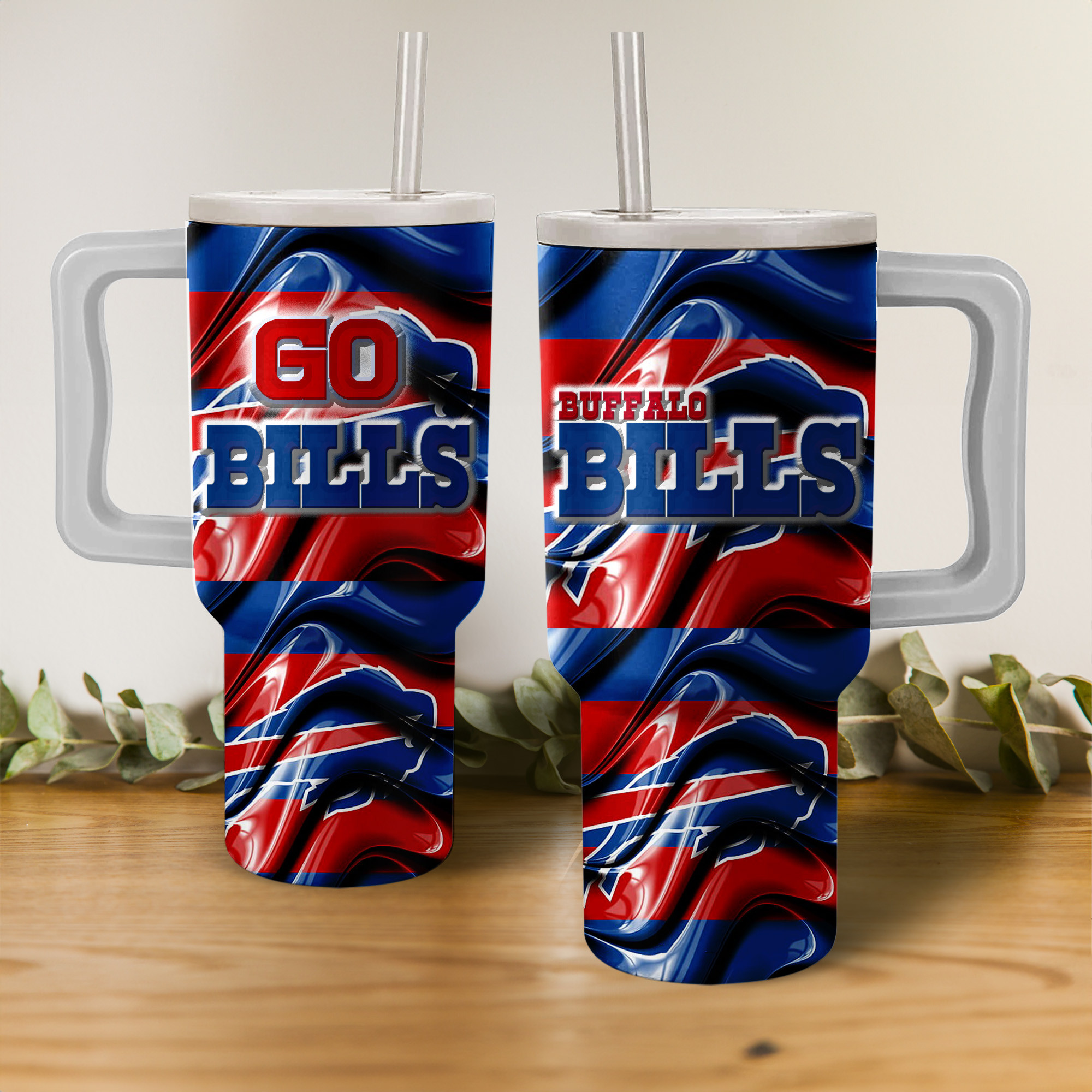 Go Bills Tumbler with Handle - Insulated & Stylish for Game Day