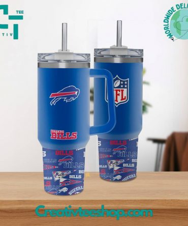 Buffalo Bills NFL Tumbler with Handle - Insulated Travel Mug for Hot & Cold Drinks