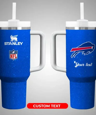 Customizable NFL Blue Tumbler with Handle & Straw - Show Your Team Spirit