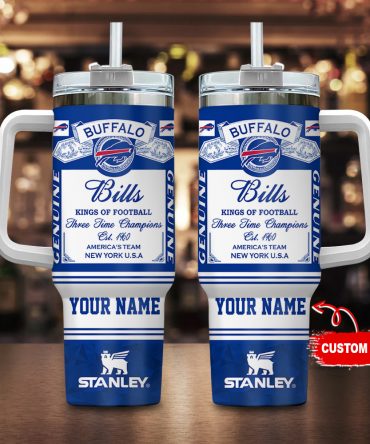 Customized Buffalo Bills Tumbler with Handle - Personalize Your Drinkware