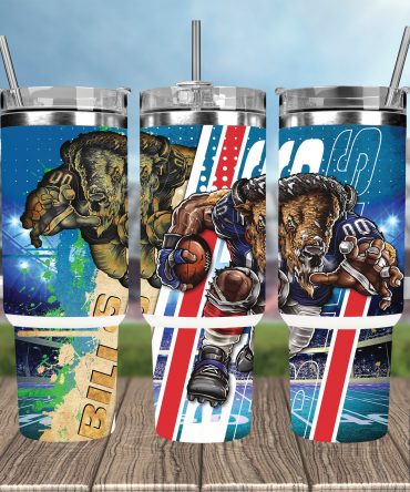 Buffalo Football Team Tumbler with Handle - Double-Wall Insulated
