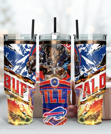 Buffalo Spirit Tumbler - Vibrant Design with Handle & Straw
