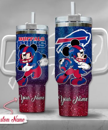 Custom Buffalo Football Fan Tumbler with Straw - Personalized Name