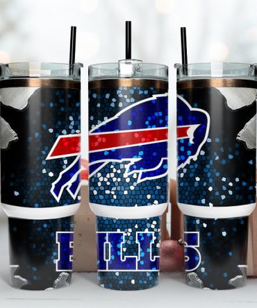 Stainless Steel Insulated Buffalo Team Tumbler with Handle & Straw