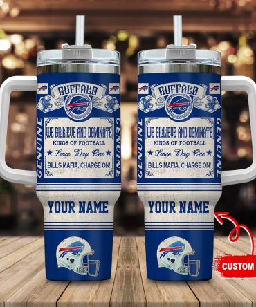 Custom Buffalo Football Team Tumbler Mug with Handle - Personalize Your Name