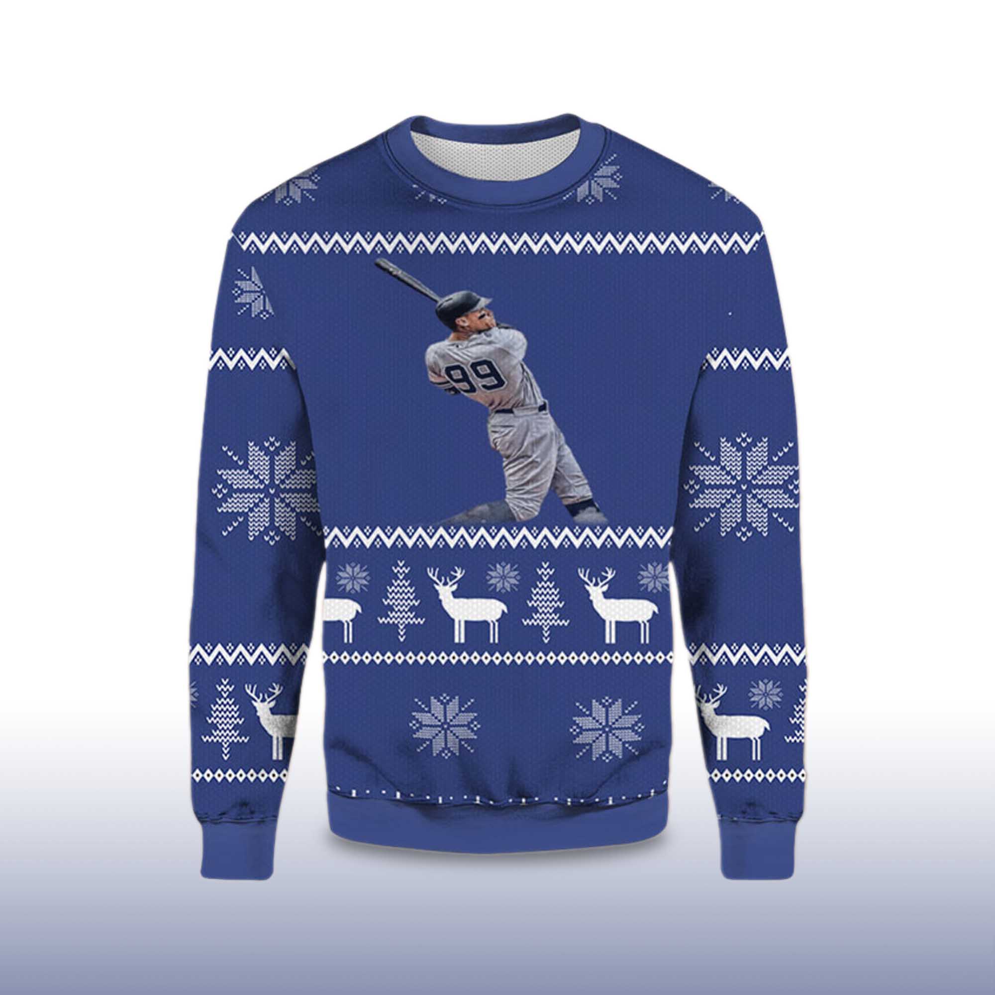 2025 Aaron Judge 99 Yankees Ugly Christmas Sweater - Image 2