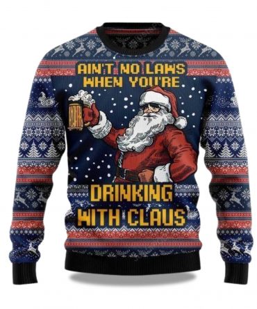 2025 Ain’t No Law When Drinking Beer Christmas Ugly Sweater