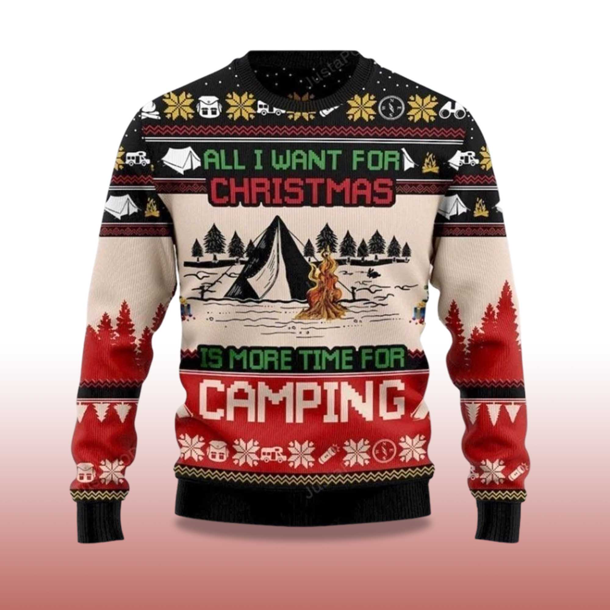2025 All I Want For Christmas Is More Time For Camping Ugly Christmas Sweater - Image 2