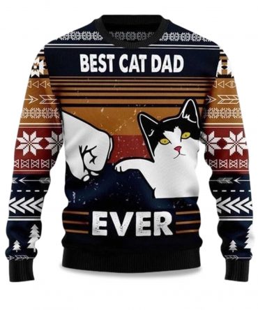 2025 Best Cat Dad Ever Ugly Christmas Sweater