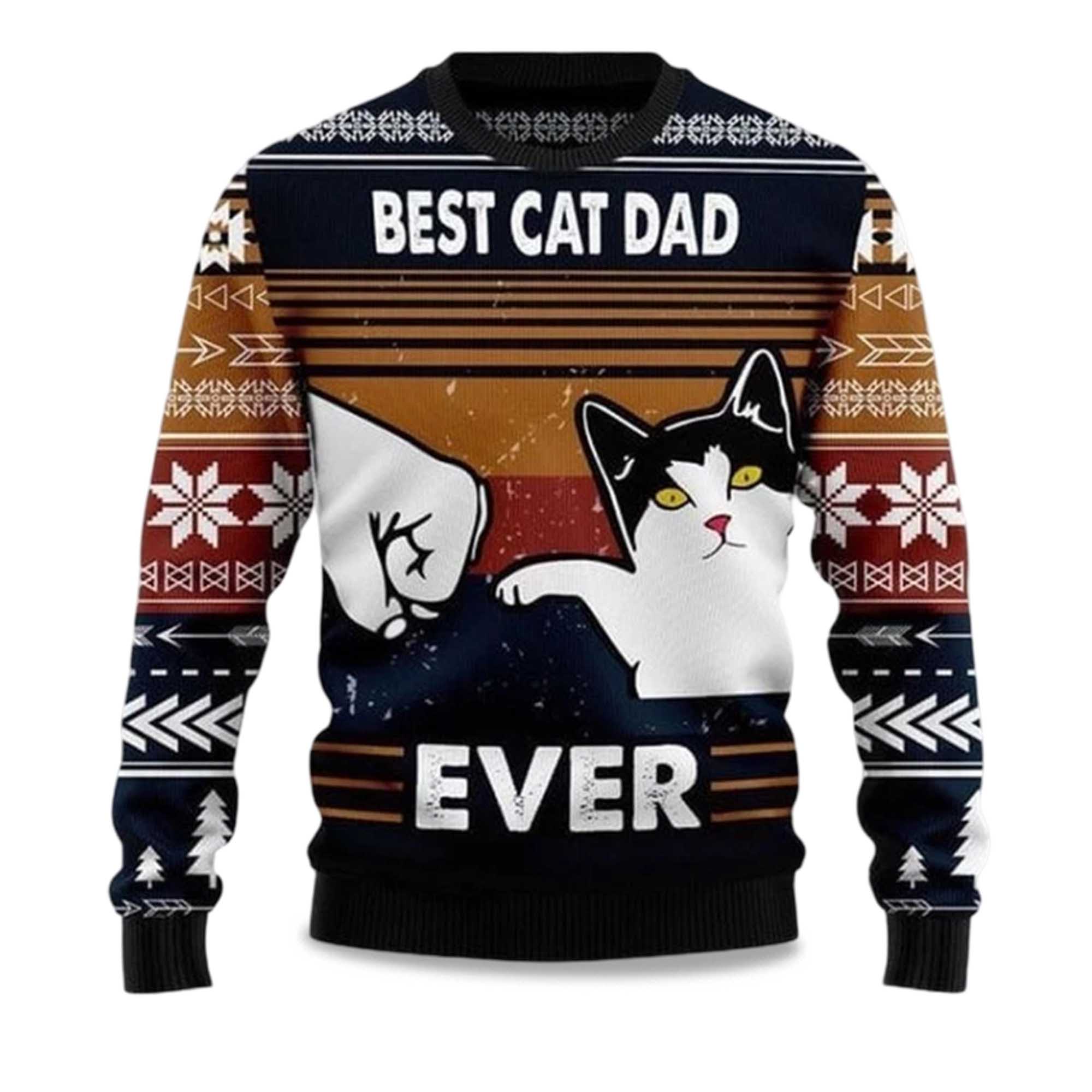 2025 Best Cat Dad Ever Ugly Christmas Sweater