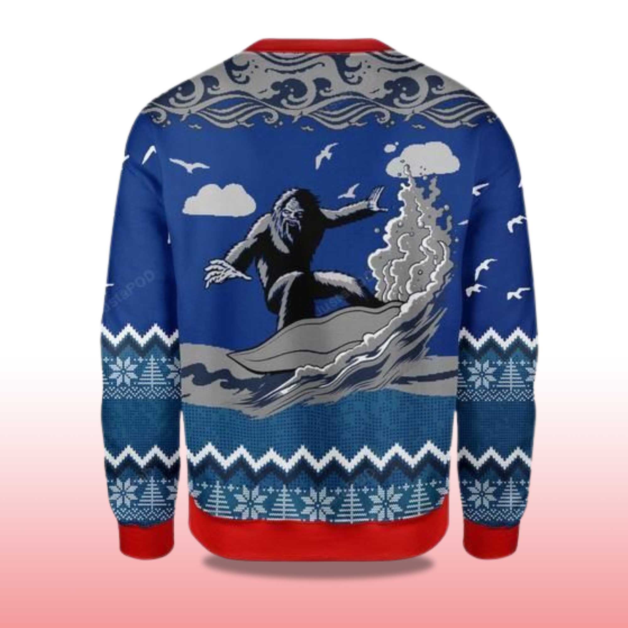 2025 Bigfoot Surfing Christmas Ugly Sweater - Image 2