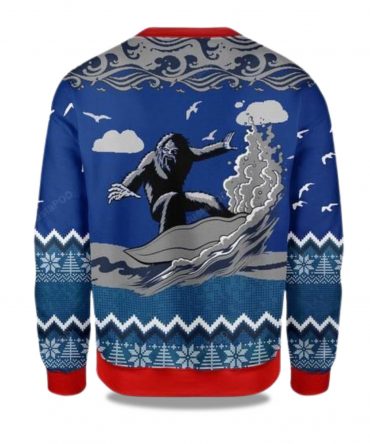 2025 Bigfoot Surfing Christmas Ugly Sweater