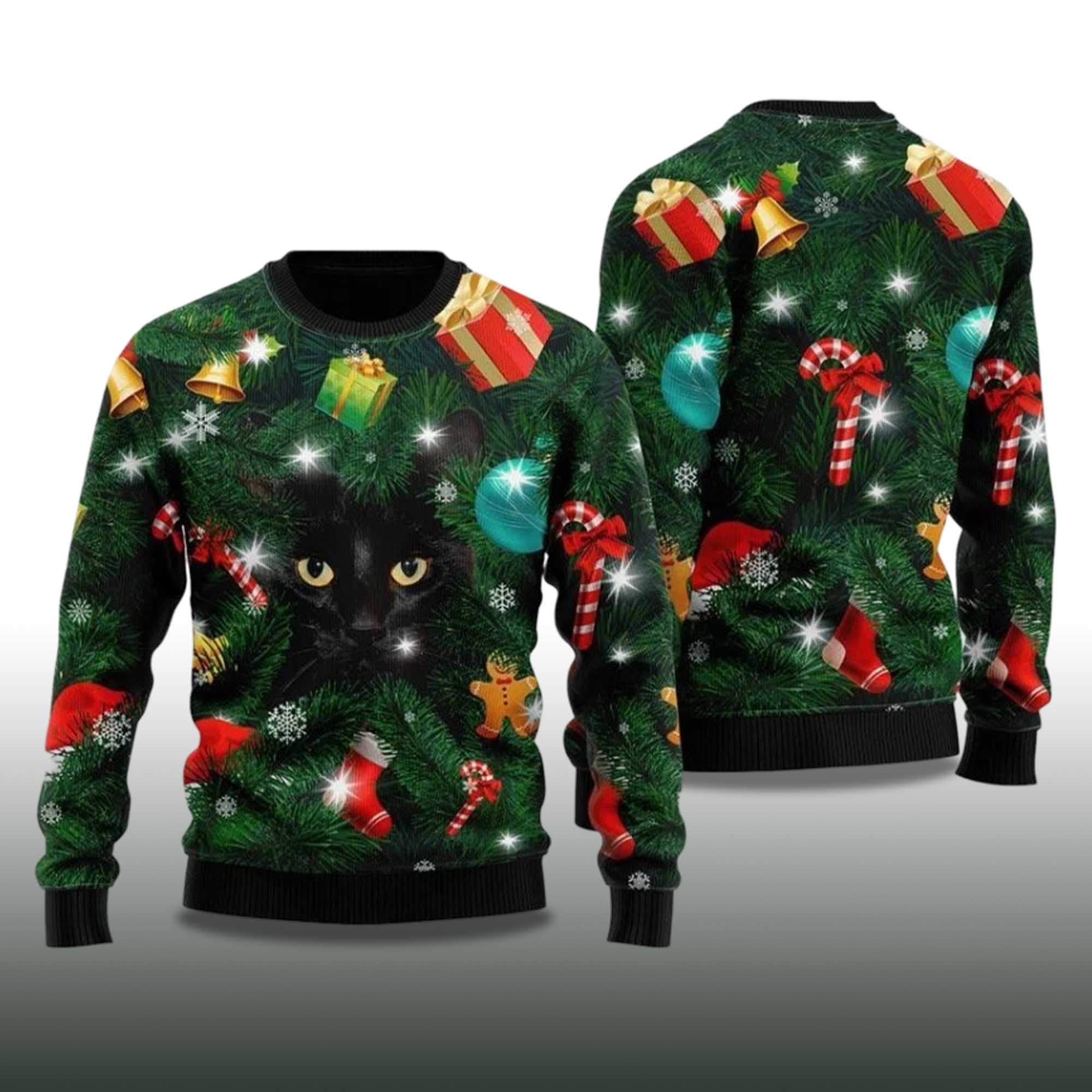 2025 Black Cat Ugly Christmas Sweater - Image 2