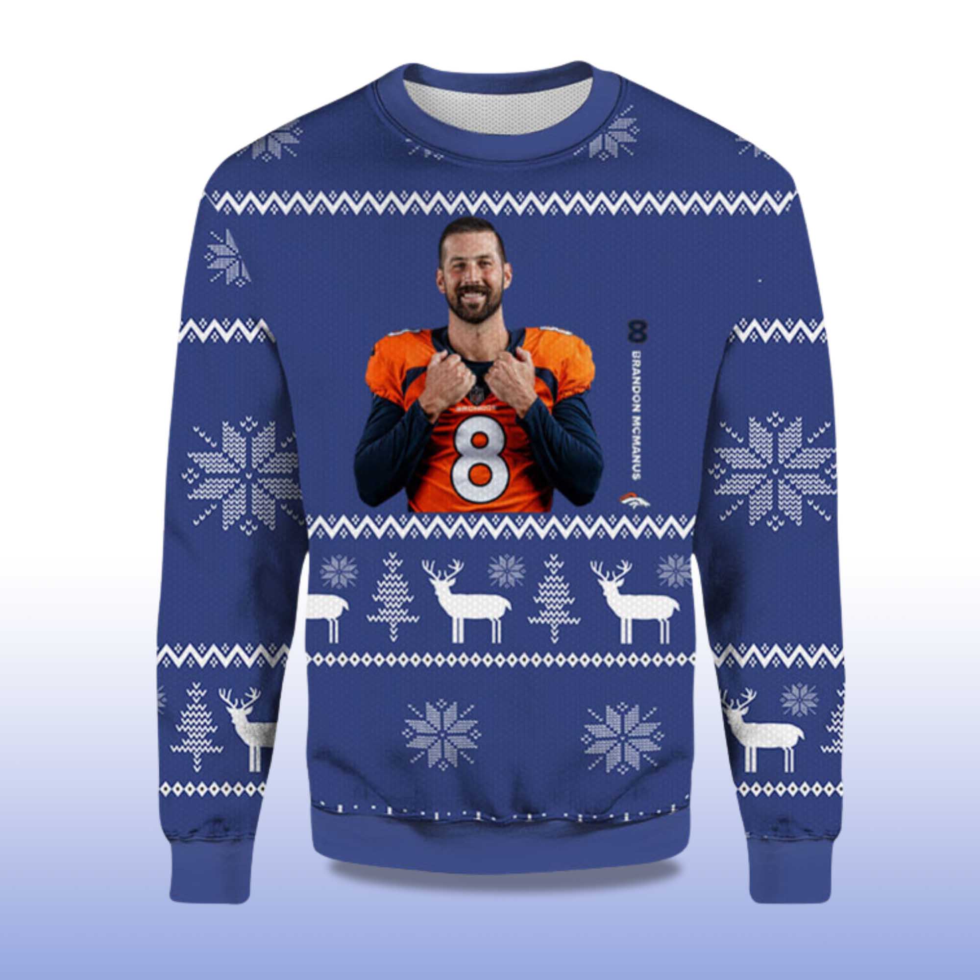 2025 Brandon McManus Player Of The Week Denver Broncos Ugly Sweater - Image 2