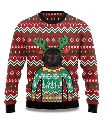 2025 Cat Reindeer Ugly Christmas Sweater