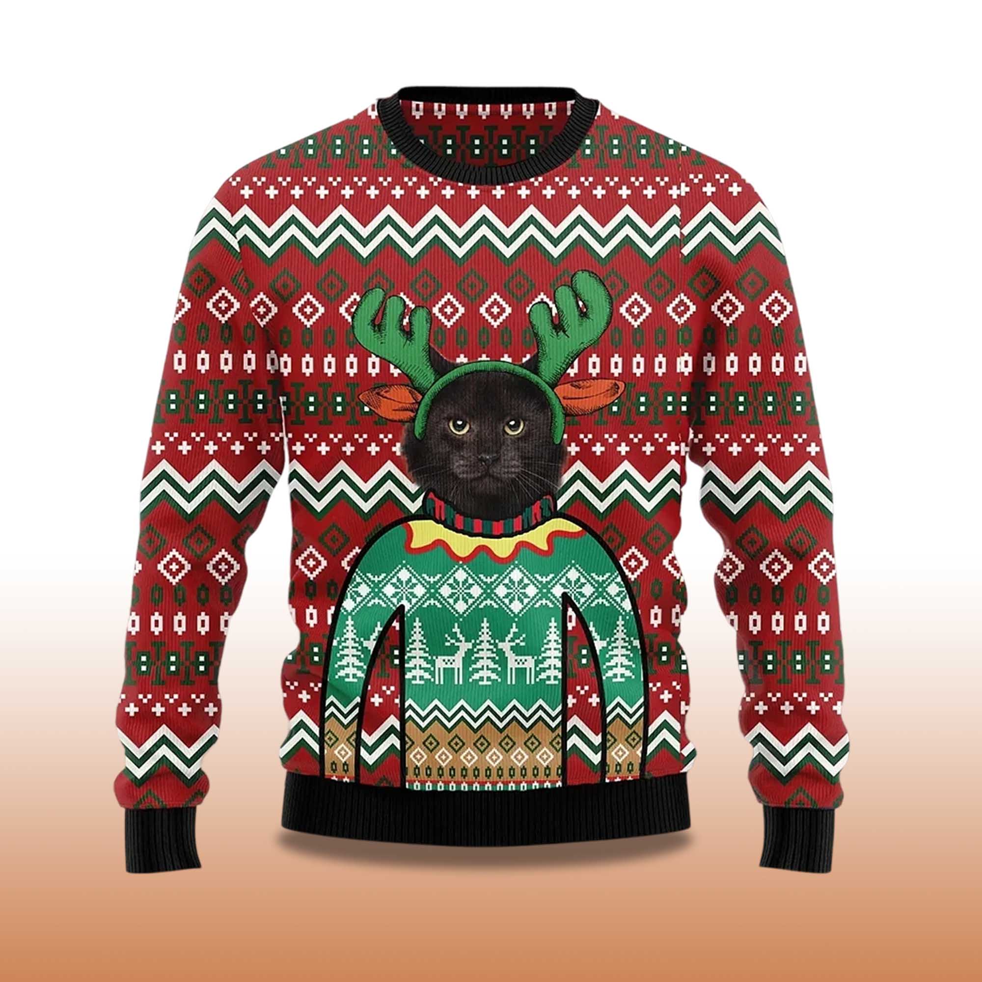 2025 Cat Reindeer Ugly Christmas Sweater - Image 2