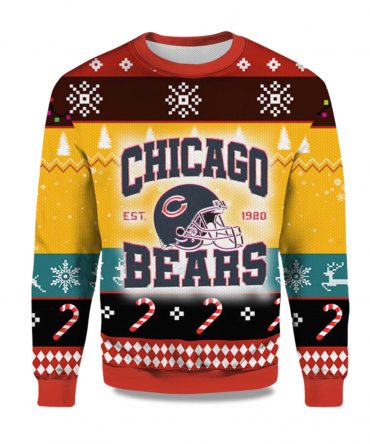 2025 Chicago Bears EST 1920 Ugly Christmas Sweater