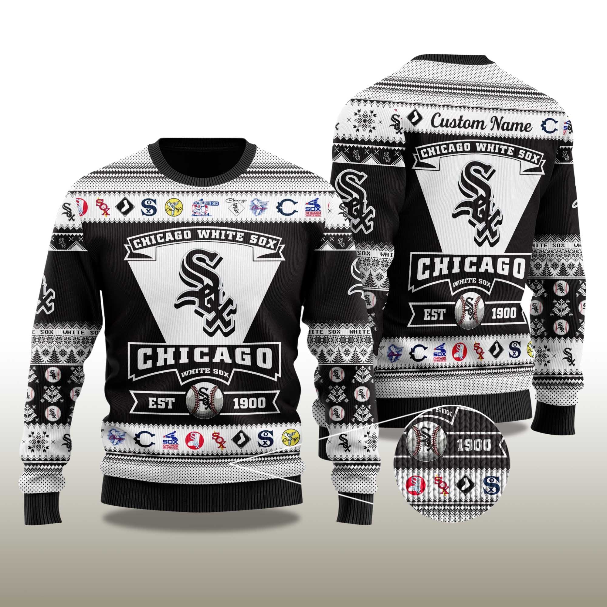 2025 Chicago White Sox Football Christmas Ugly Sweater - Image 2