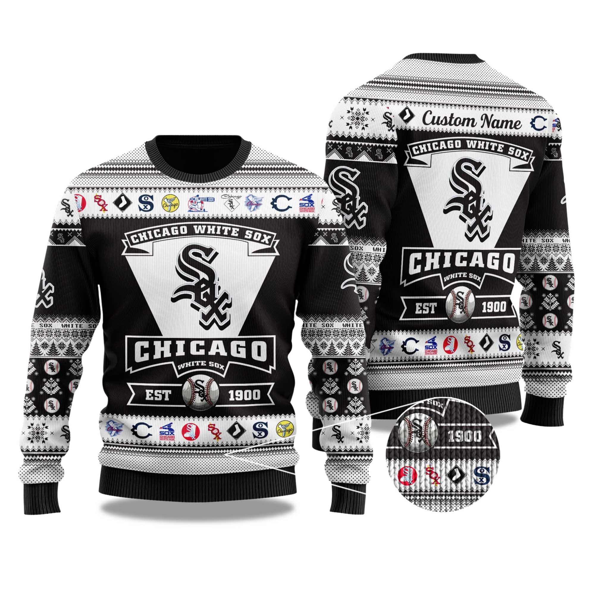 2025 Chicago White Sox Football Christmas Ugly Sweater