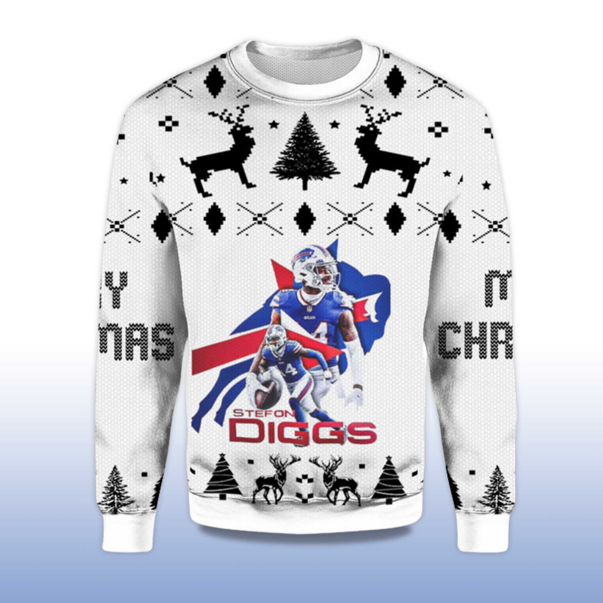 2025 Christmas Stefon Diggs Bills Ugly Sweater - Image 2