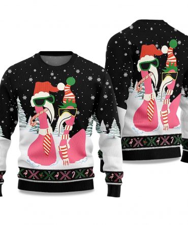 2025 Cool Flamingo Ugly Christmas Sweater