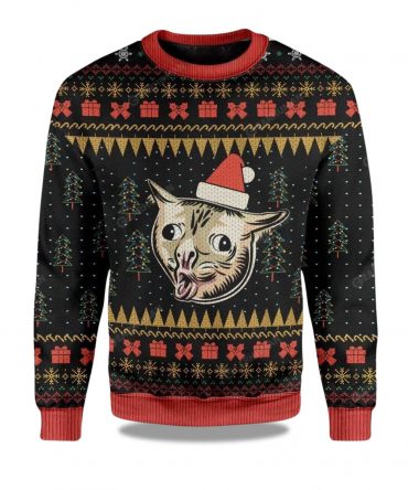 2025 Coughing Cat Meme Christmas Ugly Sweater