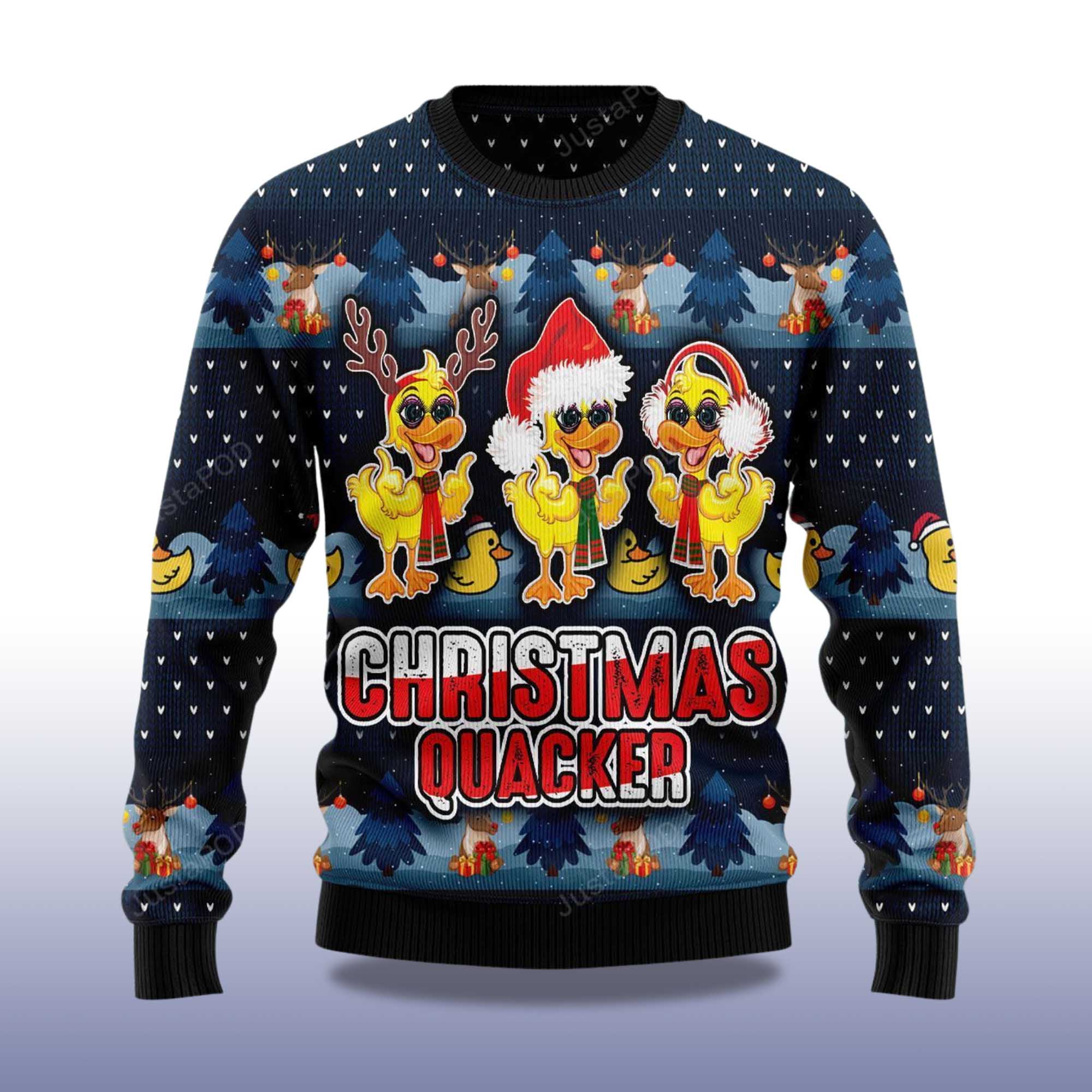 2025 Cute Duck Quacker Christmas Ugly Sweater - Image 2