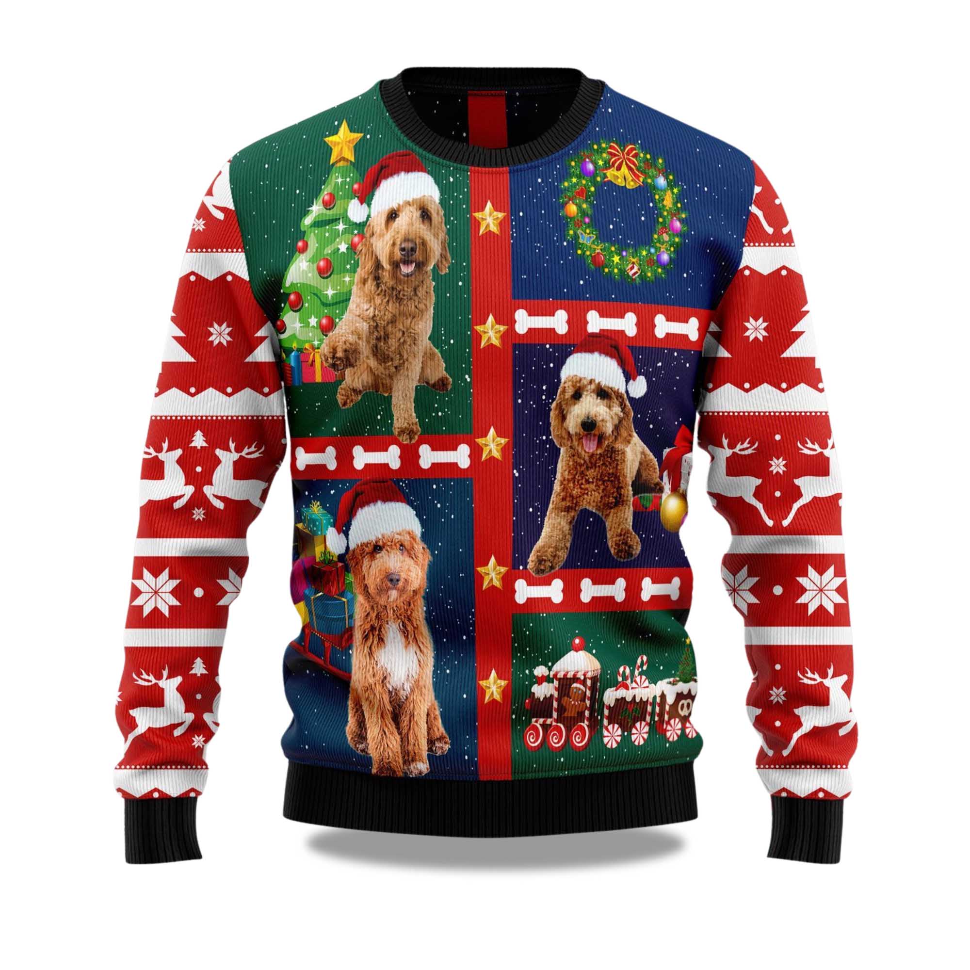 2025 Cute Goldendoodle Christmas Ugly Sweater