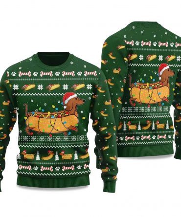2025 Dachshund Hot Dog Ugly Christmas Sweater