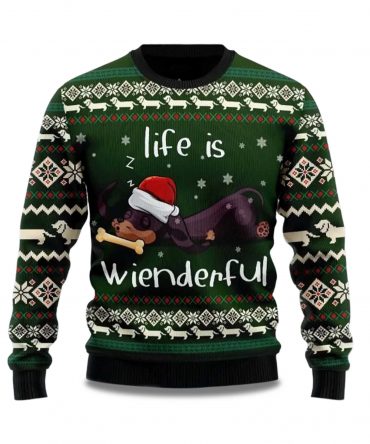 2025 Dachshund Life Is Wienderful Ugly Christmas Sweater