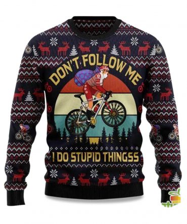 2025 Don't Follow Me I Do Stupid Things Santa Ugly Christmas Sweater