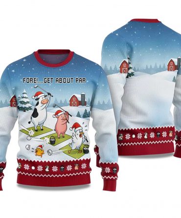 2025 Fore Get About Par Ugly Christmas Sweater