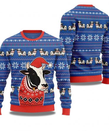 2025 Funny Cow Ugly Christmas Sweater