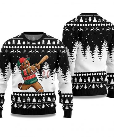 2025 Gingerbread Baseball Ugly Christmas Sweater