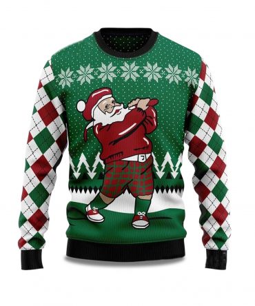 2025 Golfer Santa Ugly Christmas Sweater