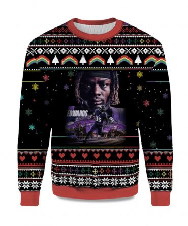 2025 Gus Edwards Baltimore Ravens Ugly Christmas Sweater