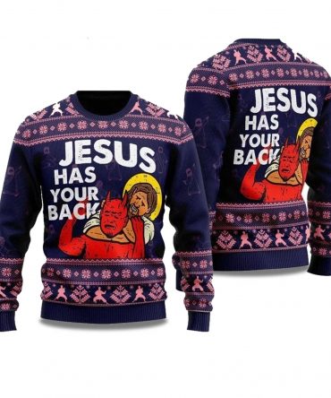 2025 Jesus Has Your Back Ugly Christmas Sweater