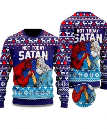 2025 Jesus Not Today Satan Ugly Christmas Sweater