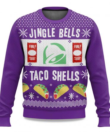 2025 Jingle Bells Taco Shells Fire Ugly Christmas Sweater