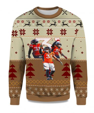 2025 Justin Simmons Denver Broncos Ugly Christmas Sweater